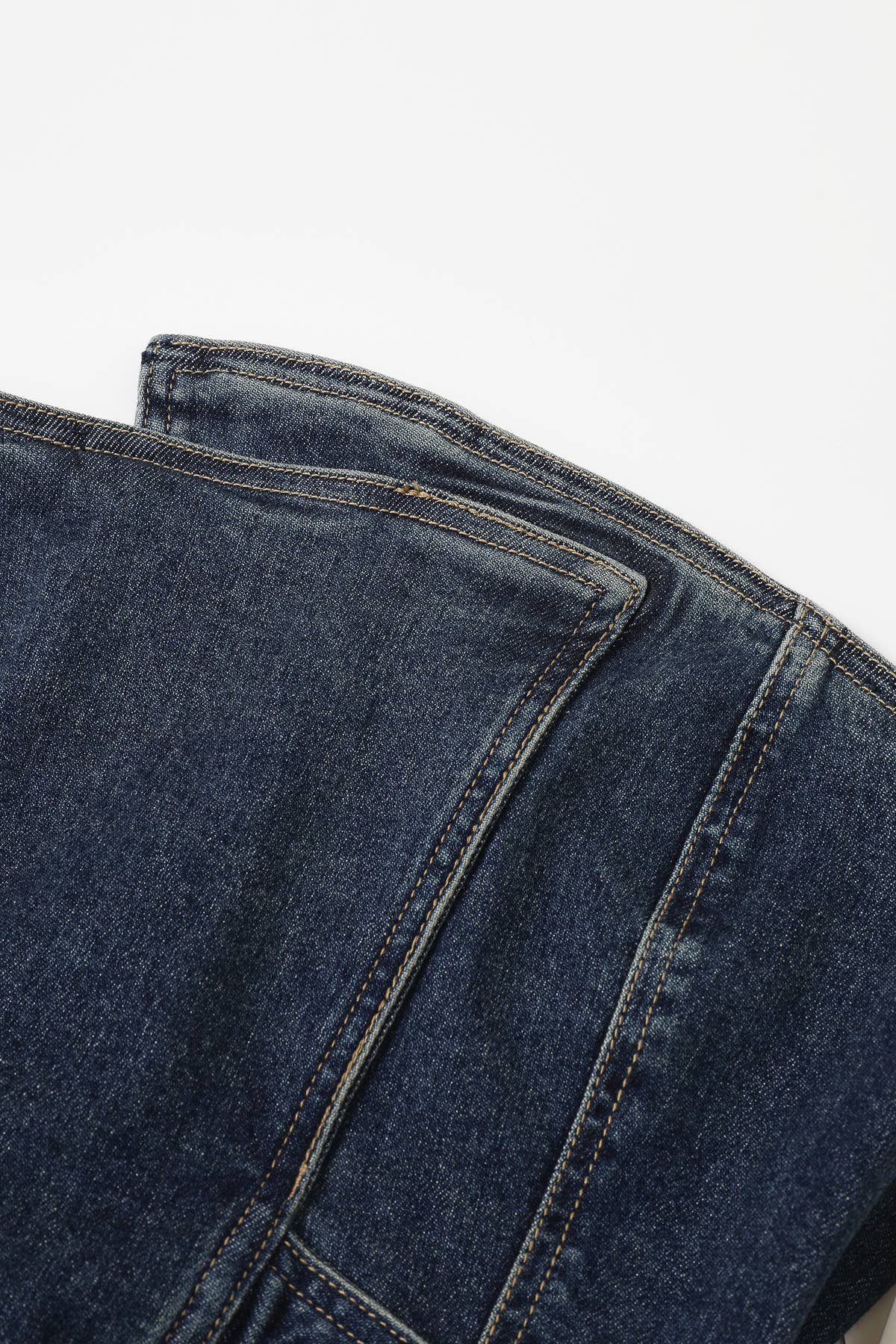 Faux Wrap Front Denim Tube Top