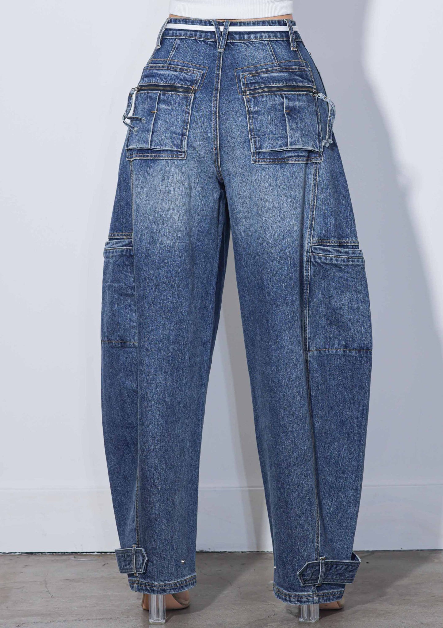 Barrel Baggy Jeans With Draw String