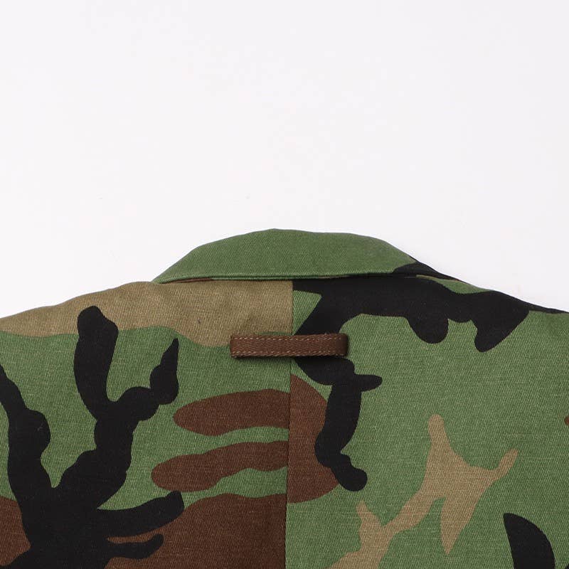 Camouflage Belted Blazer with Military Accents
