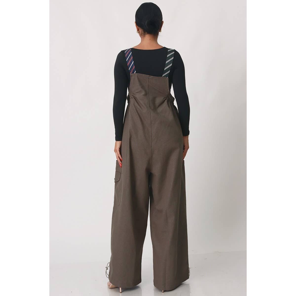 Stripe Tie Strap Detail Wide Leg Jumpsuit