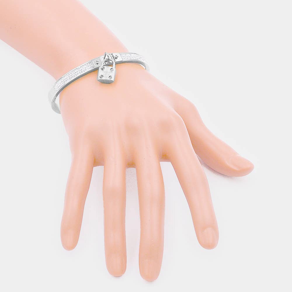FOREVER LOVE Metal Lock Charm Stainless Steel Bracelet