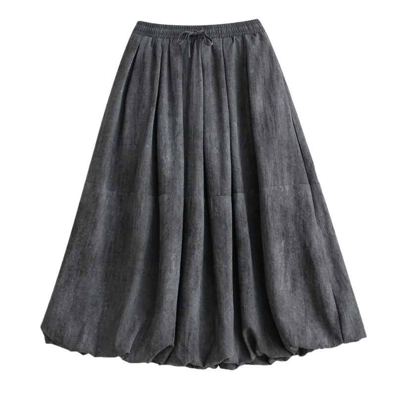 Solid Color Elastic Waist Loose Lantern Skirt