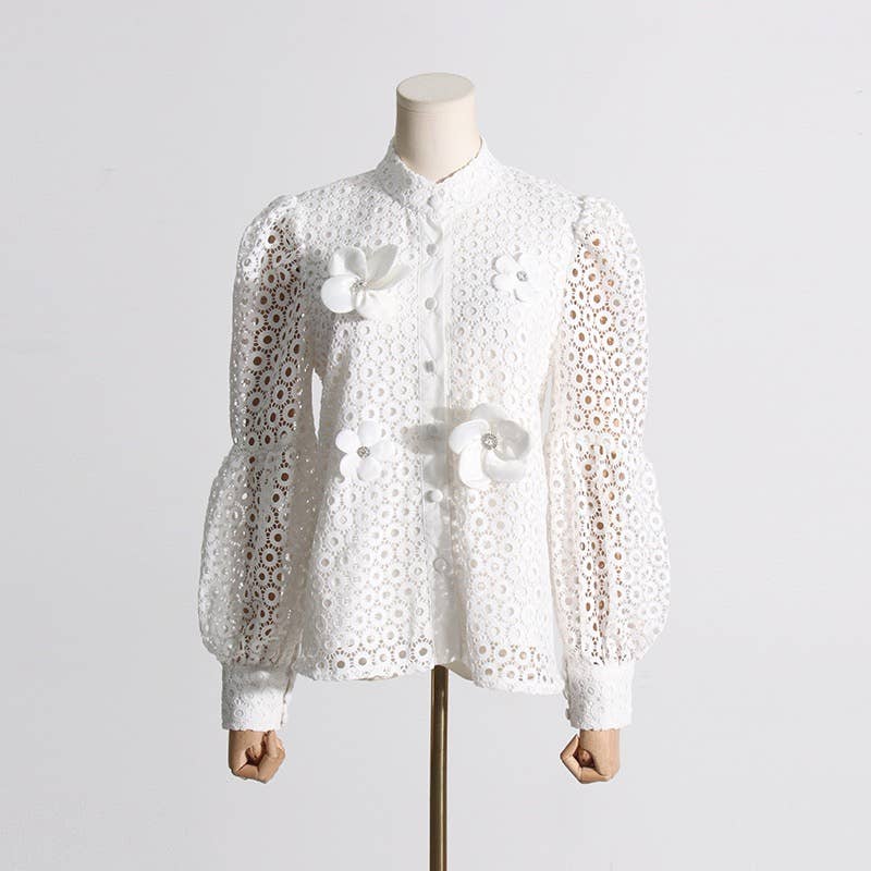 Lace Lantern Sleeve Suit - Chic Summer Set