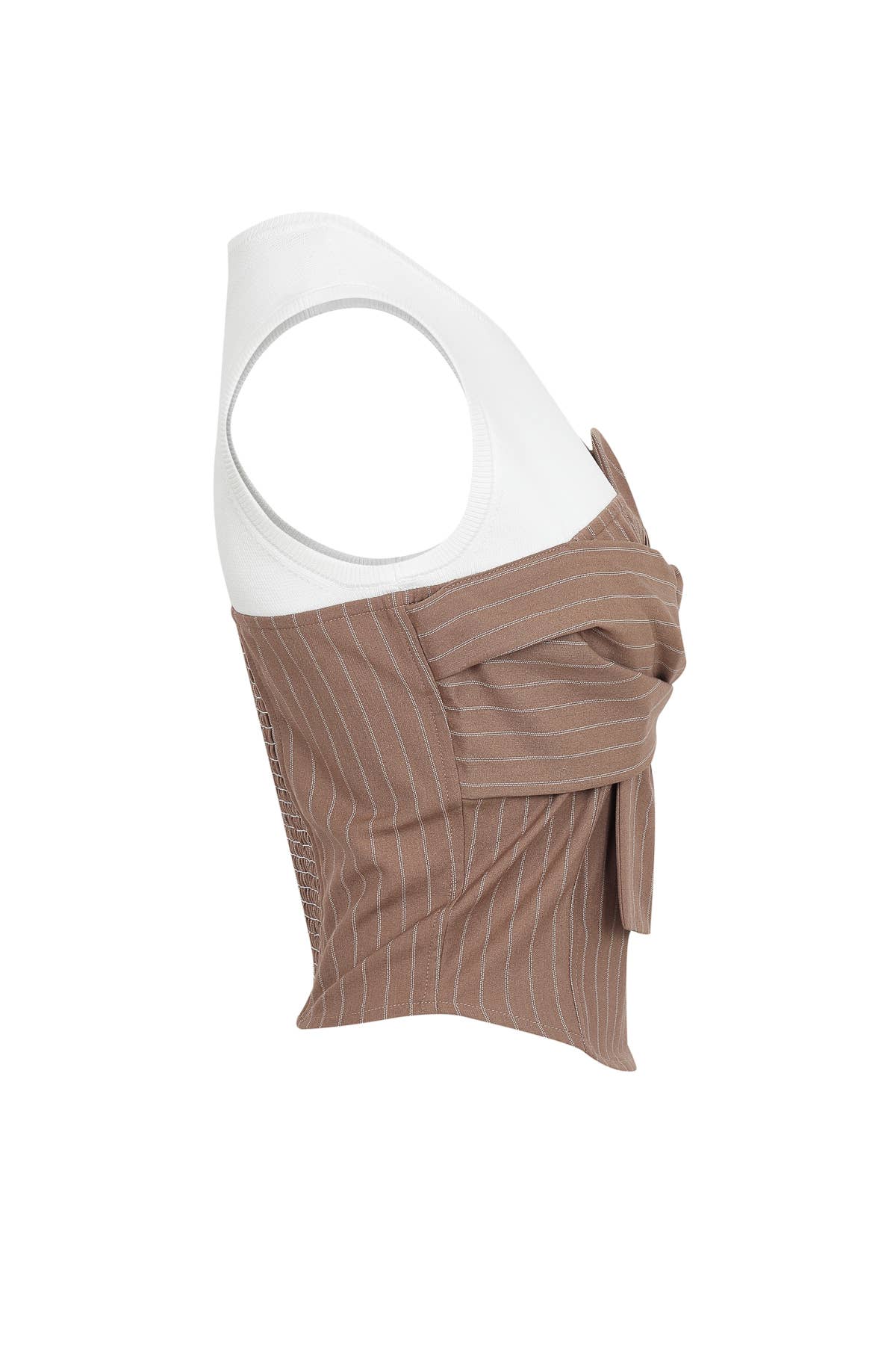 Knit Striped Bow Twofer Top