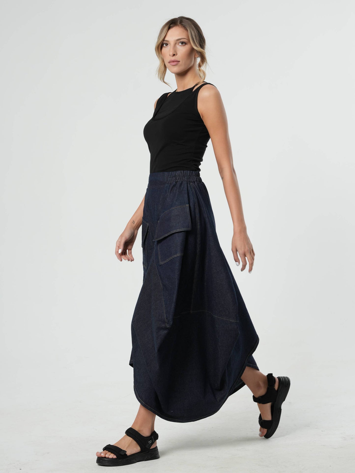 Denim Asymmetrical Skirt (pre-order)