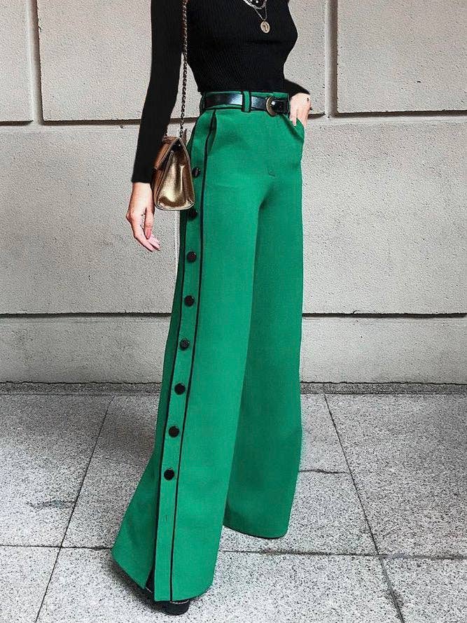H-line Wide Leg Solid Color Pants