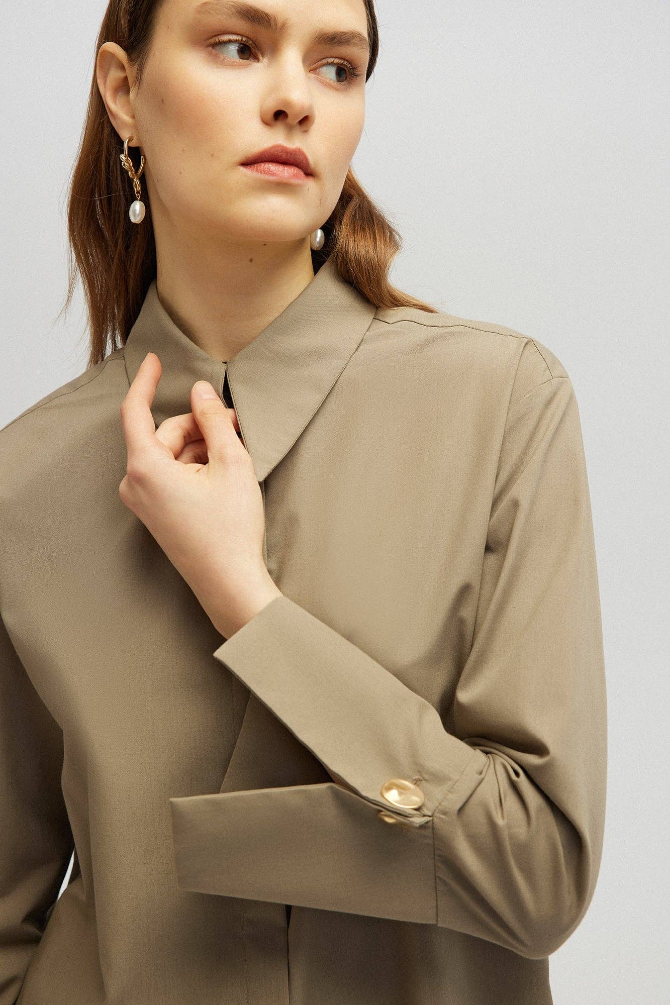 POPLIN SHIRT WITH STATEMENT WIDE CUFF - COTTON BLEND