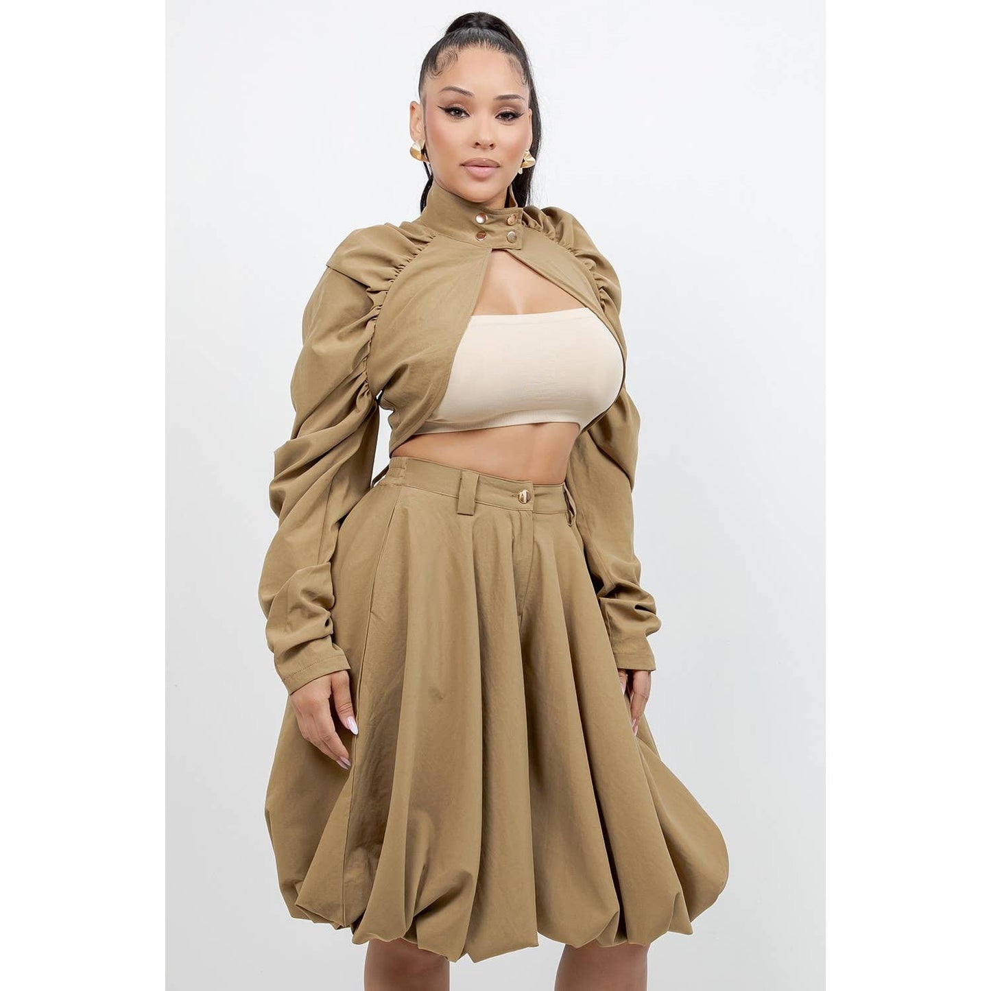 LONG SLEEVE  BOLERO JACKET WITH BUBBLE STYLE SKIRT SET