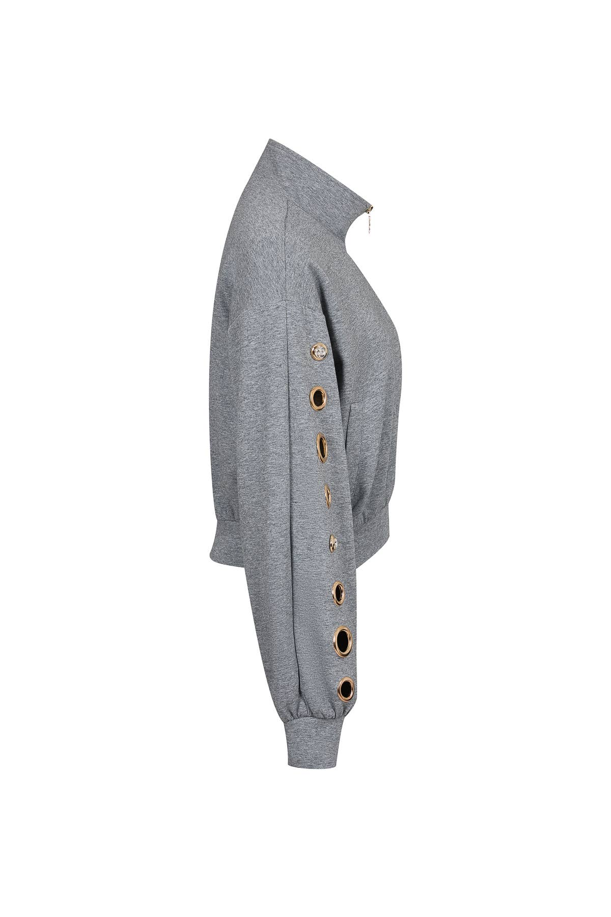 Grommet Detail Sweat Jacket