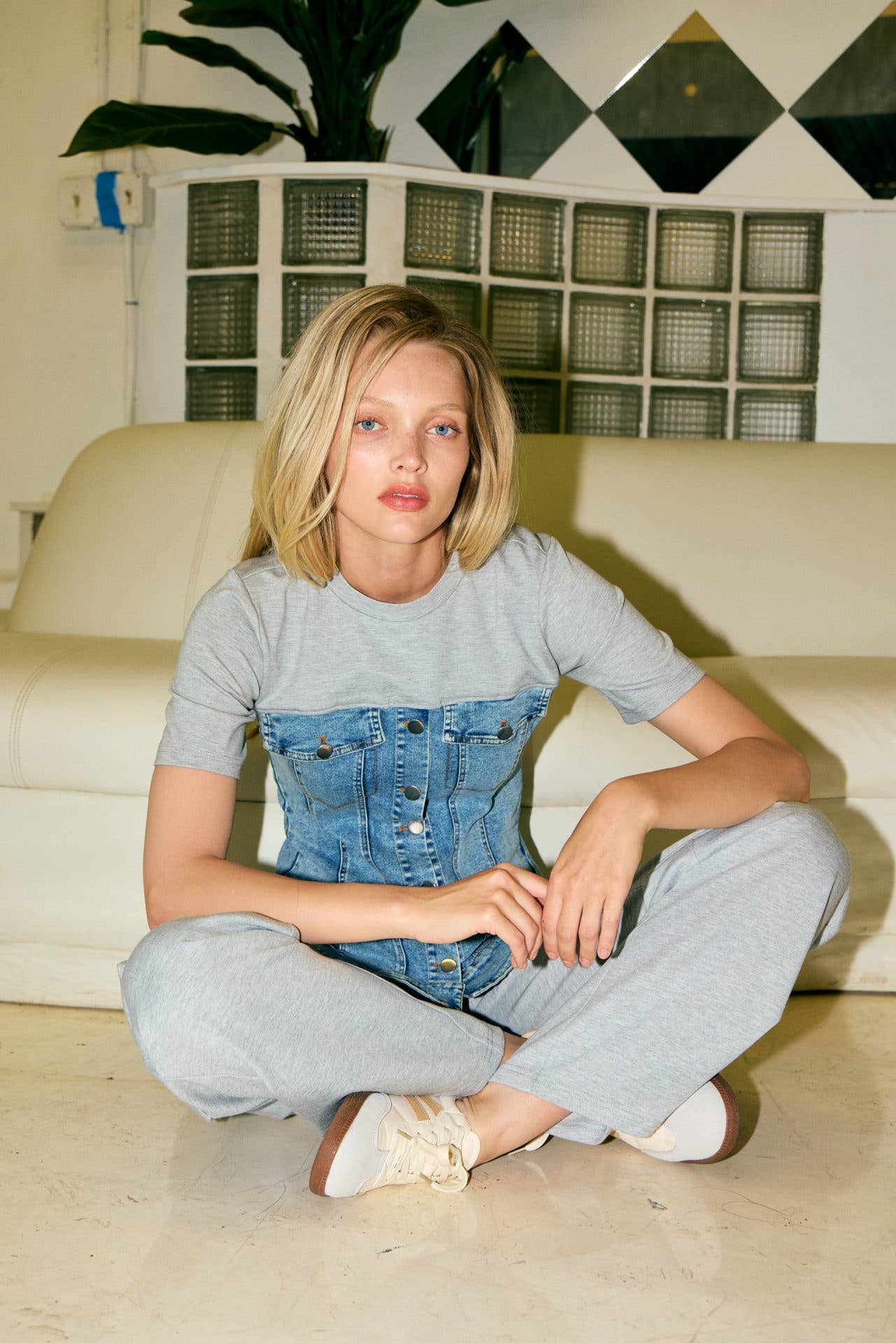 Mixed Media Denim T-shirt
