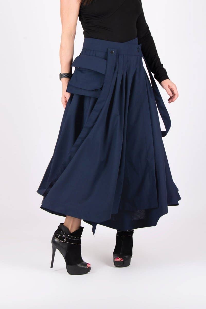 Dark Blue Long Skirt - Zefira