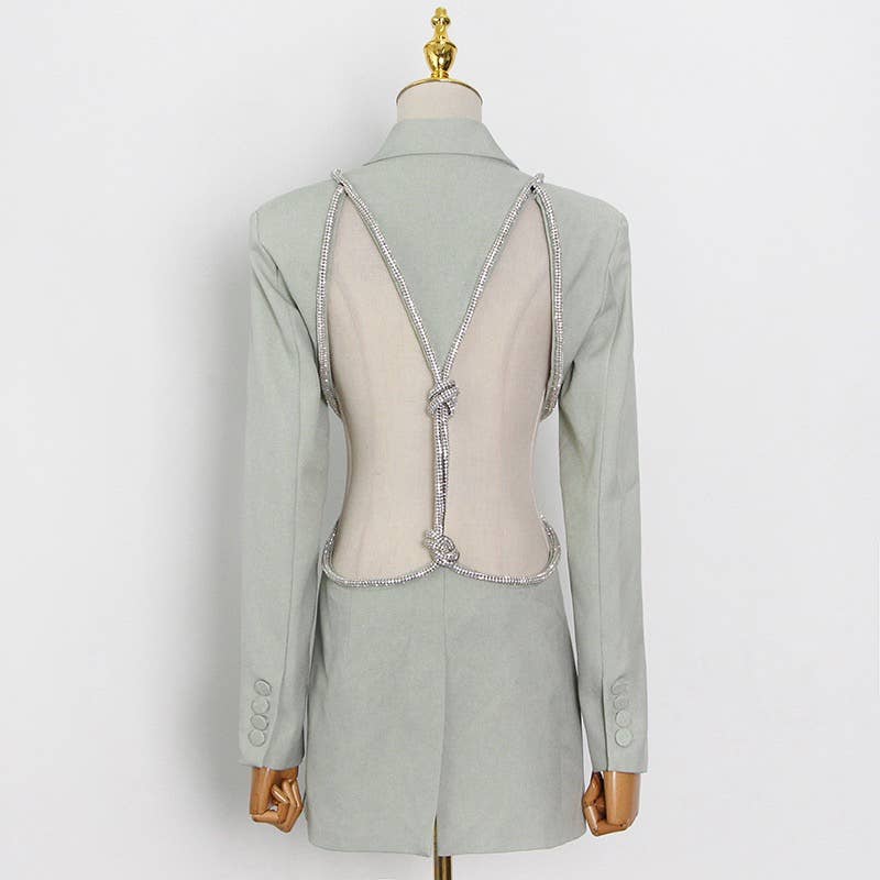 Backless Diamond Suit Jacket - Versatile & Sexy