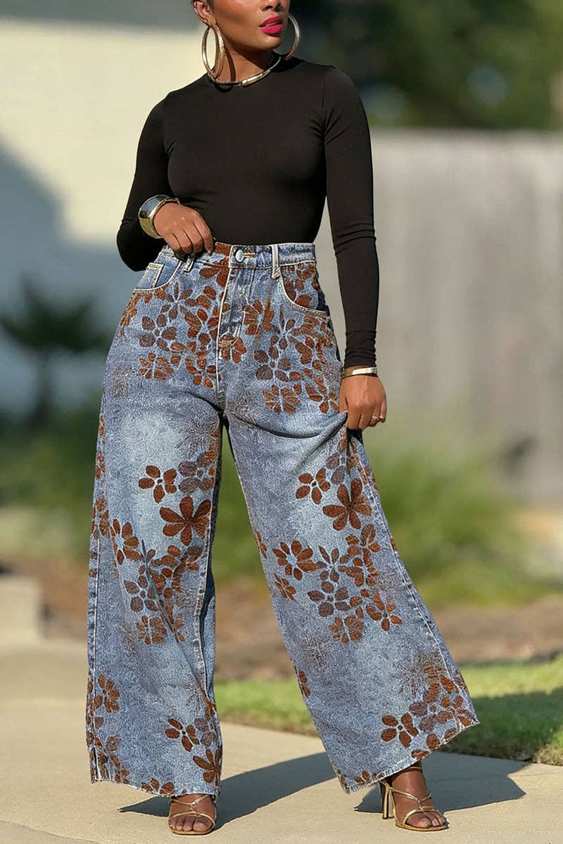 Floral Barrel Jeans