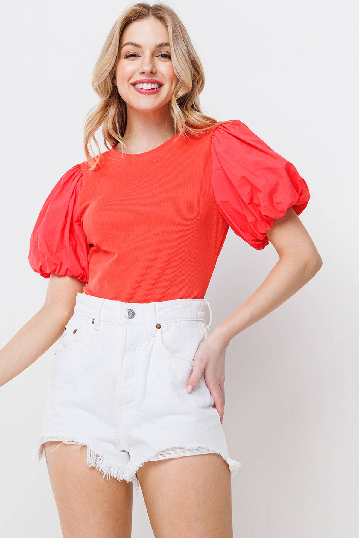 Solid Big Puff Sleeve Bodysuit / BC60750SA