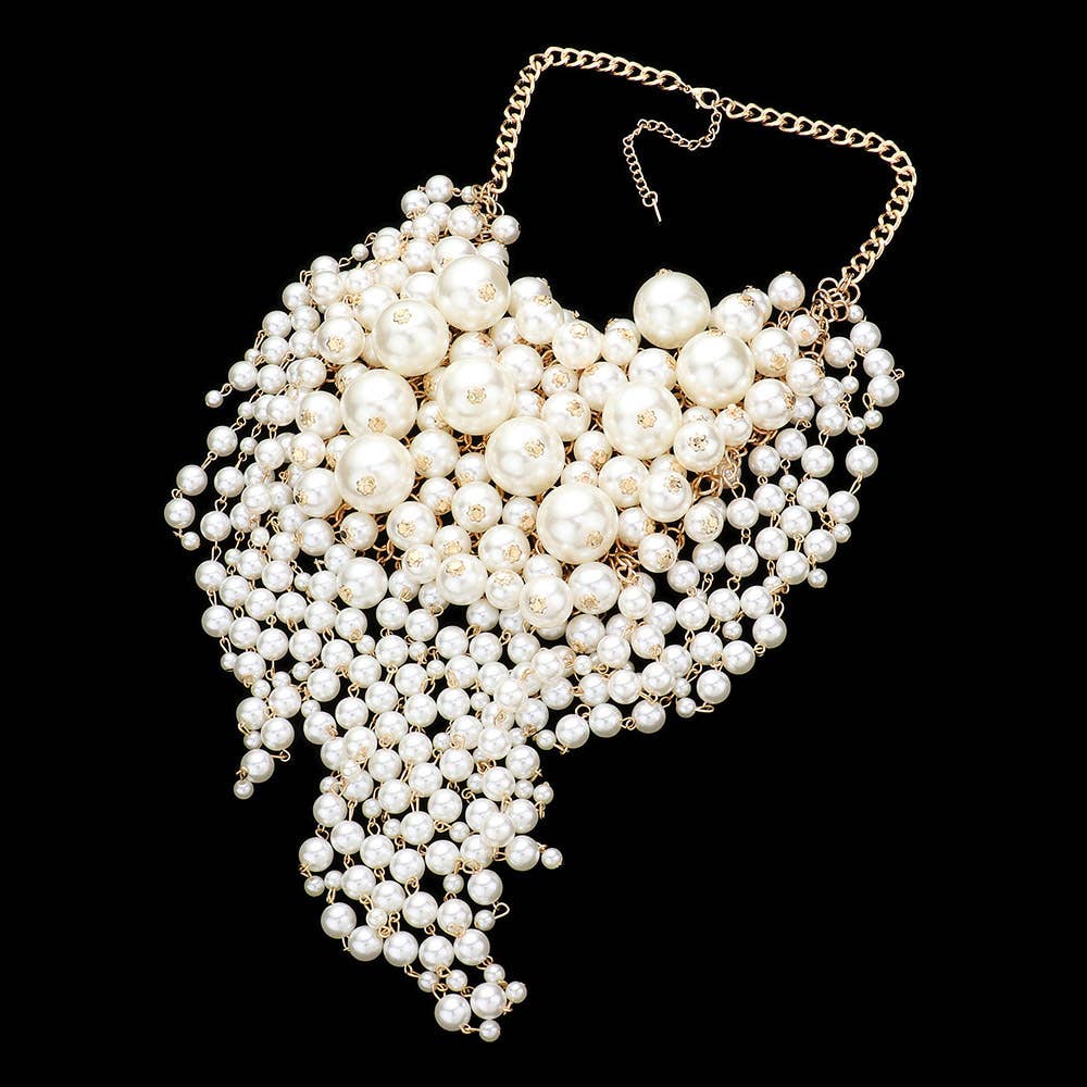 Pearl Cluster Statement Necklace