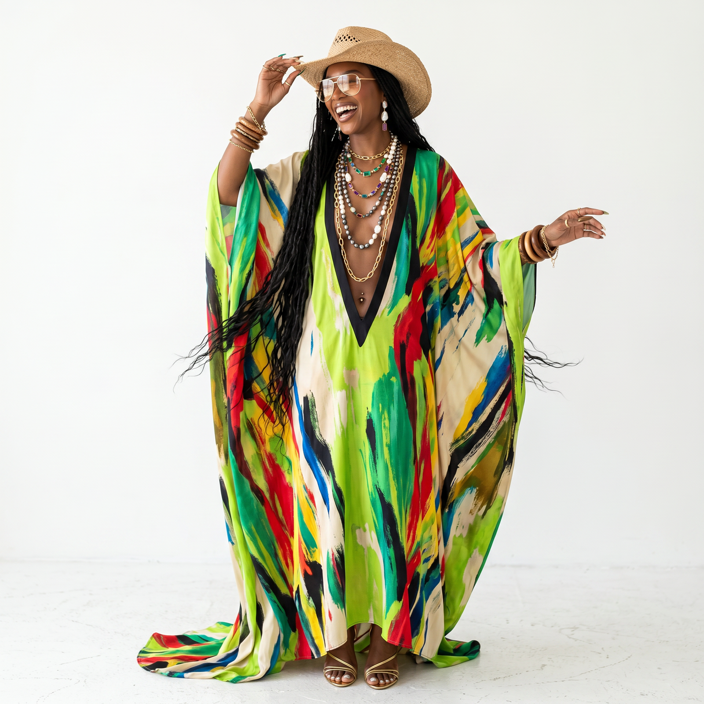 [Pre Order] Akwudo Adire Kaftan: Deep V Version