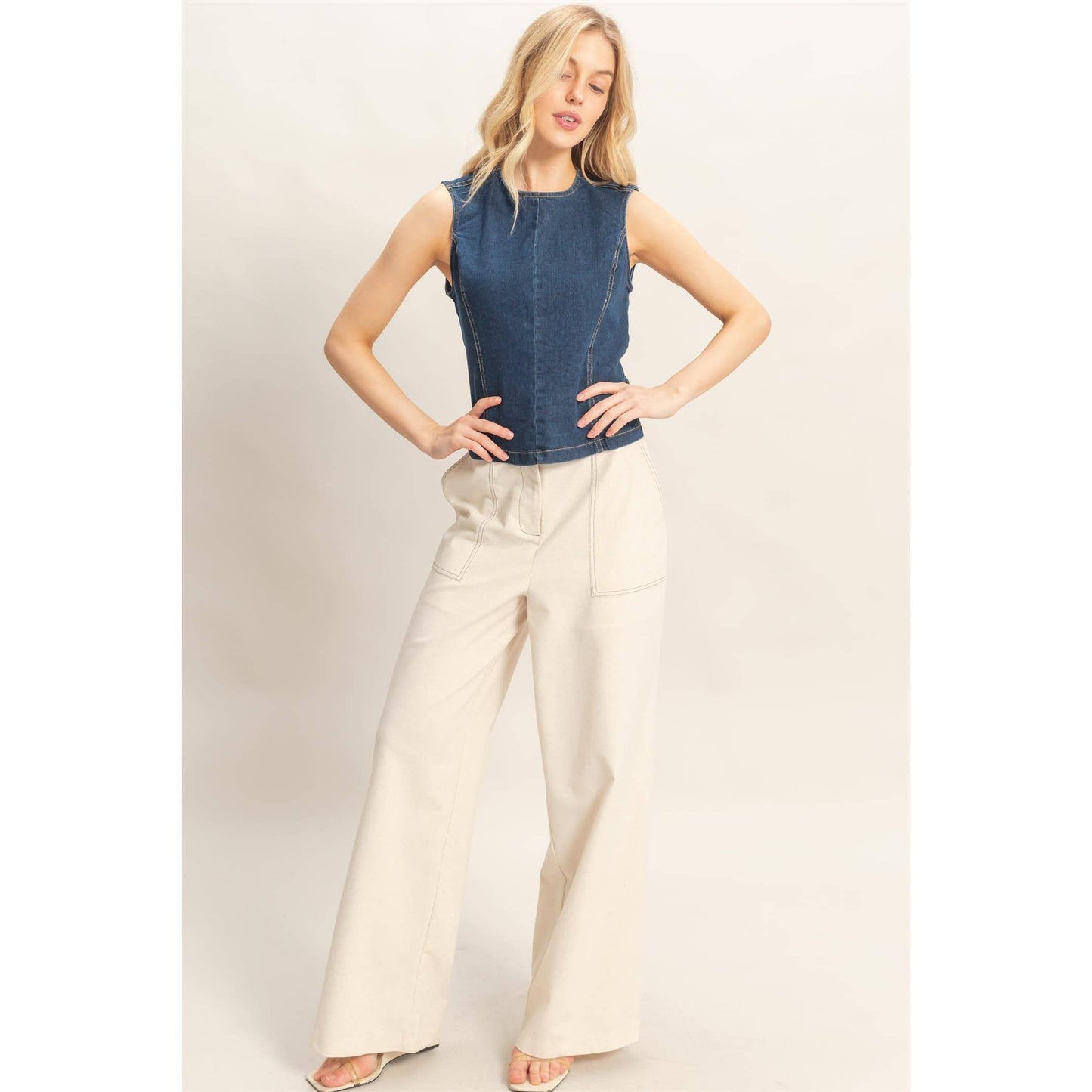 Sleeveless Denim Top