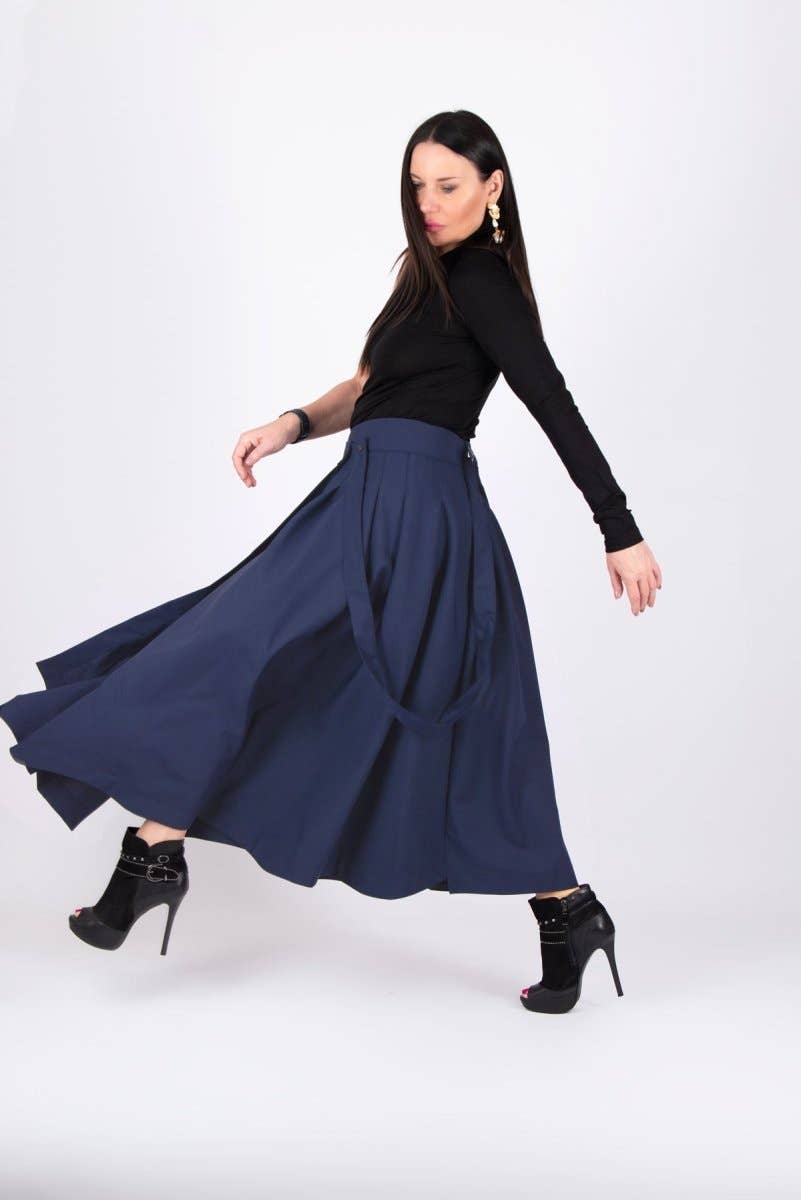 Dark Blue Long Skirt - Zefira