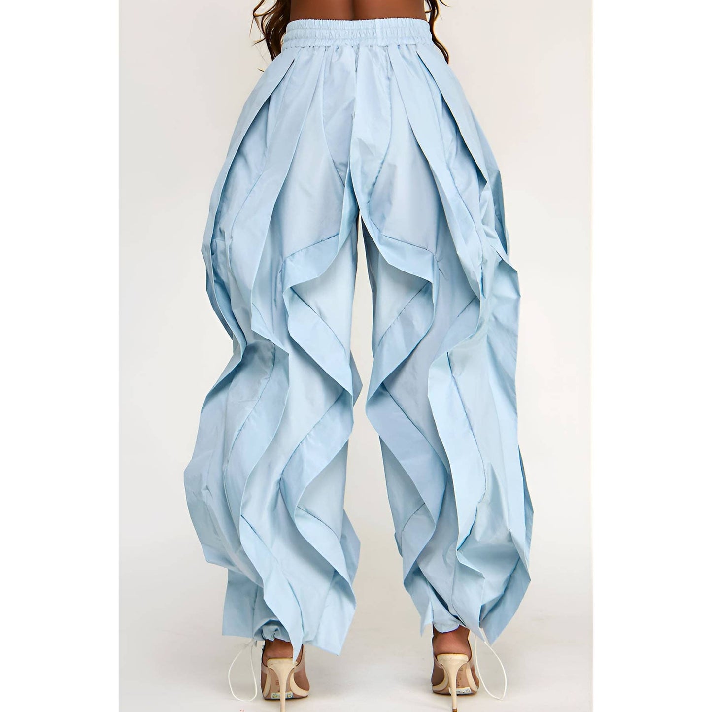 Oversized Wide Leg Ruffle Jogger Pants