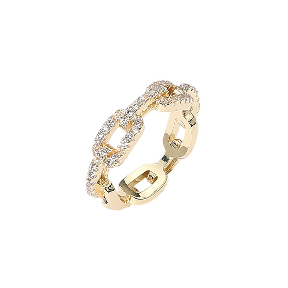 CZ Stone Paved Chain Link Ring