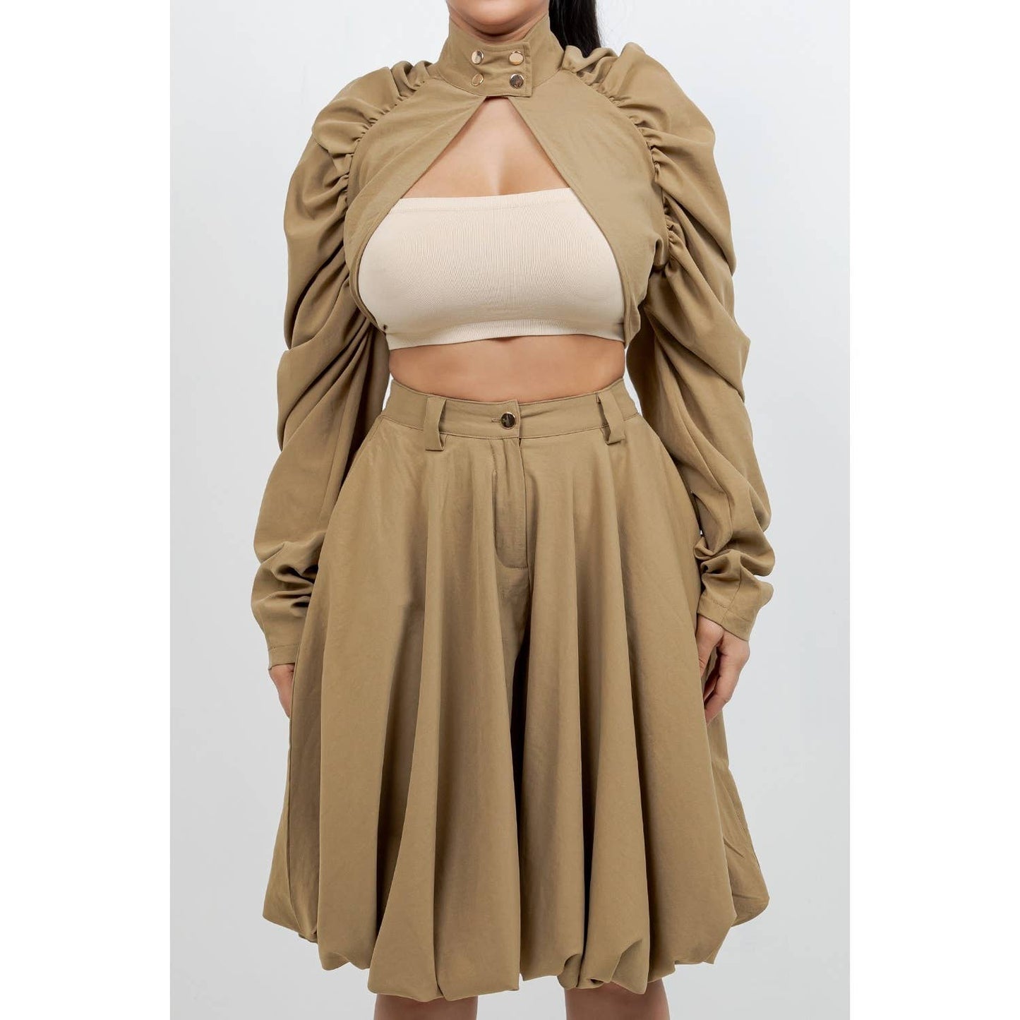 LONG SLEEVE  BOLERO JACKET WITH BUBBLE STYLE SKIRT SET