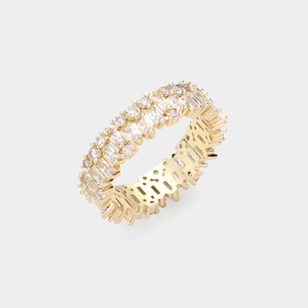 Baguette Round CZ Stone Eternity Ring