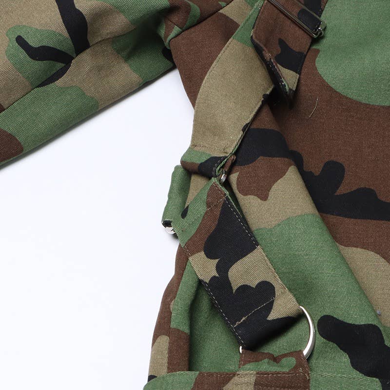Camouflage Belted Blazer with Military Accents