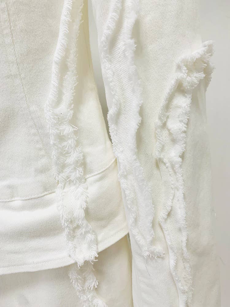 Avant-Garde Fringed Denim Ensemble