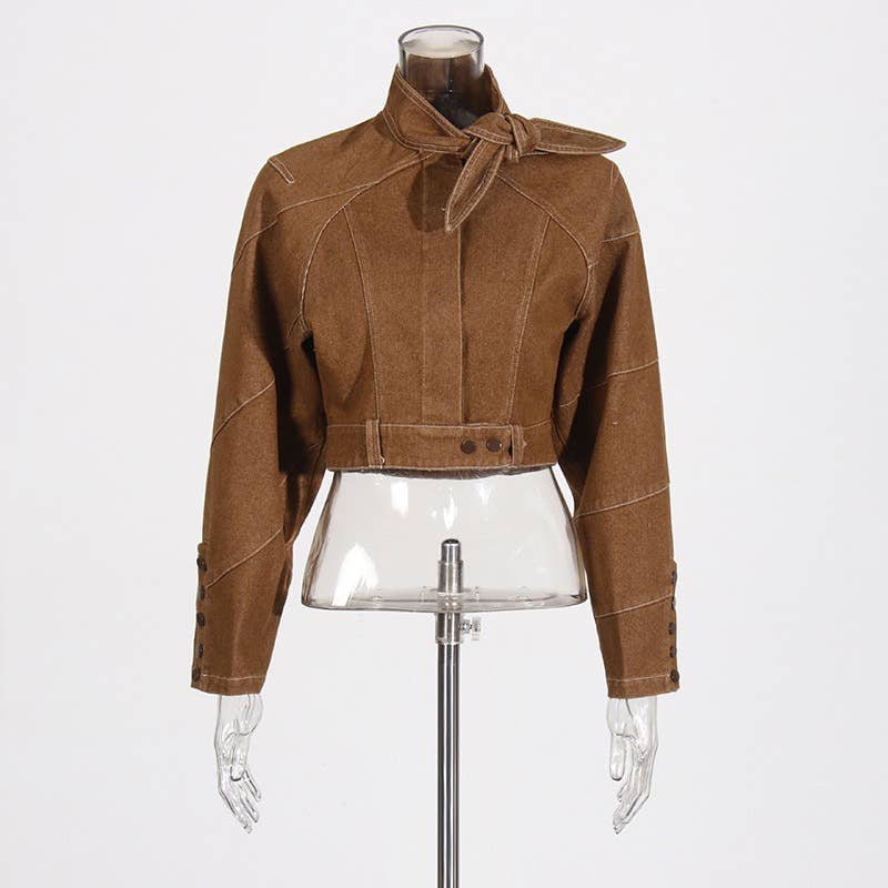 Retro Distressed Two-Piece Suit:Lace-Up Jacket & Pants (pre-order)