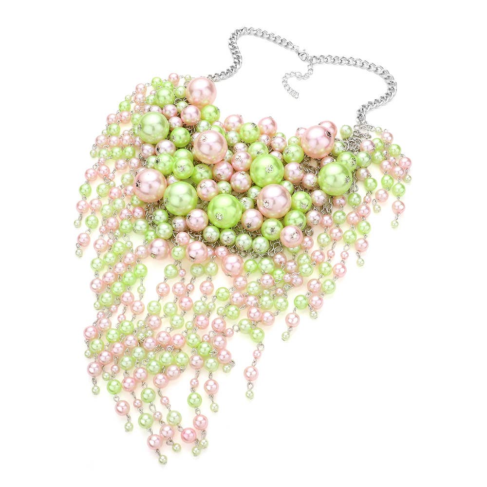Pearl Cluster Statement Necklace