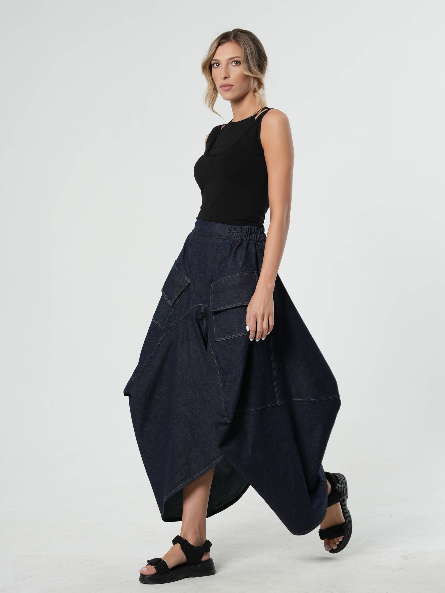 Denim Asymmetrical Skirt (pre-order)