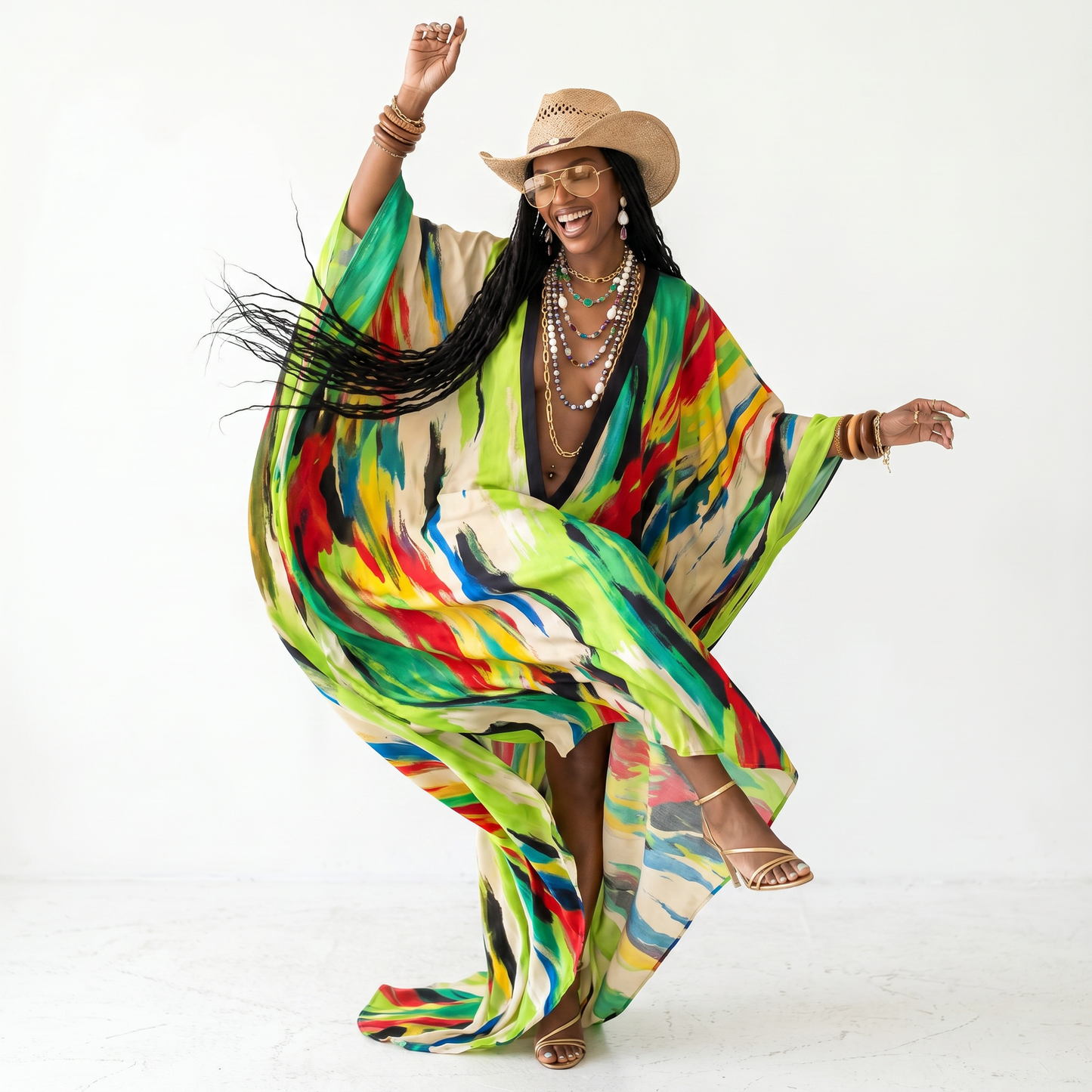 [Pre Order] Akwudo Adire Kaftan: Deep V Version