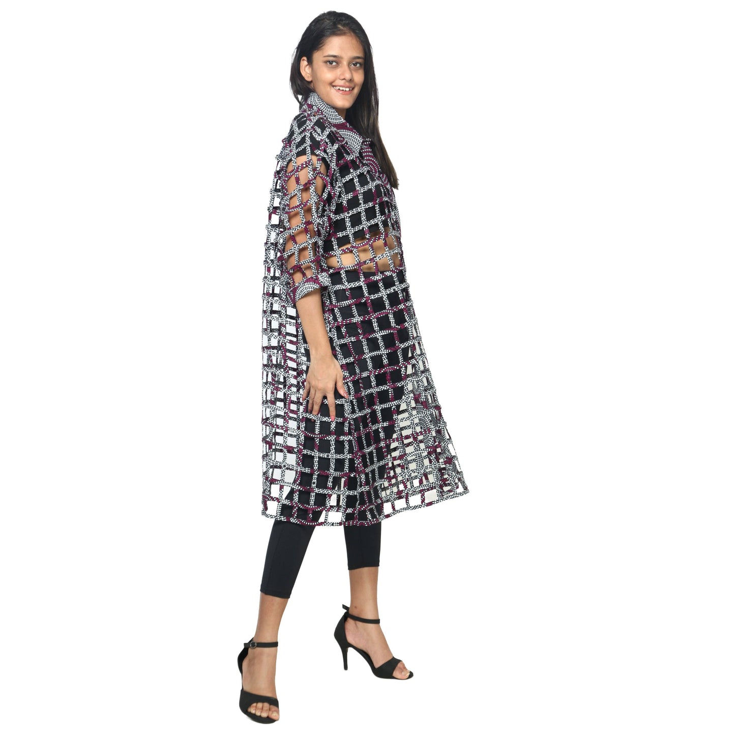 Women's Collared Cage Long Button Shirt -- FI-ST129