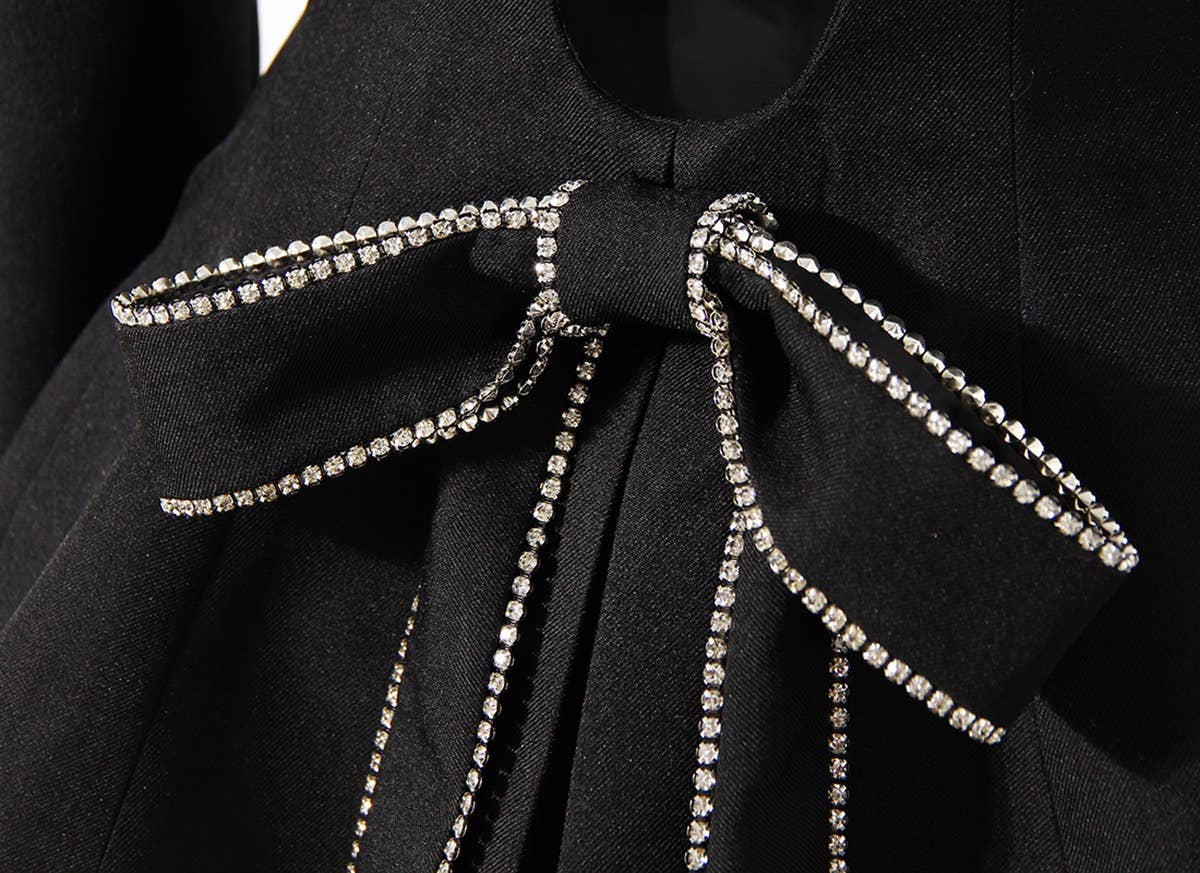 BL003 Hollow Out Blazer Diamond Elegant Black Blazer