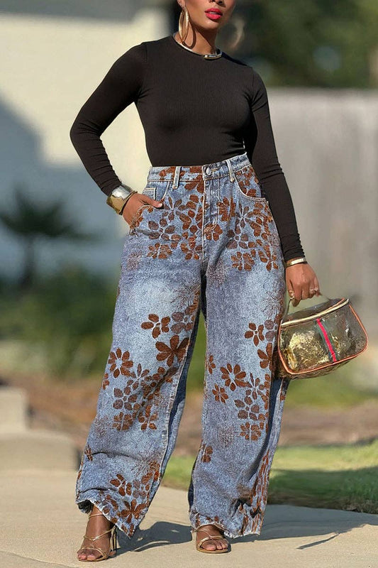 Floral Barrel Jeans