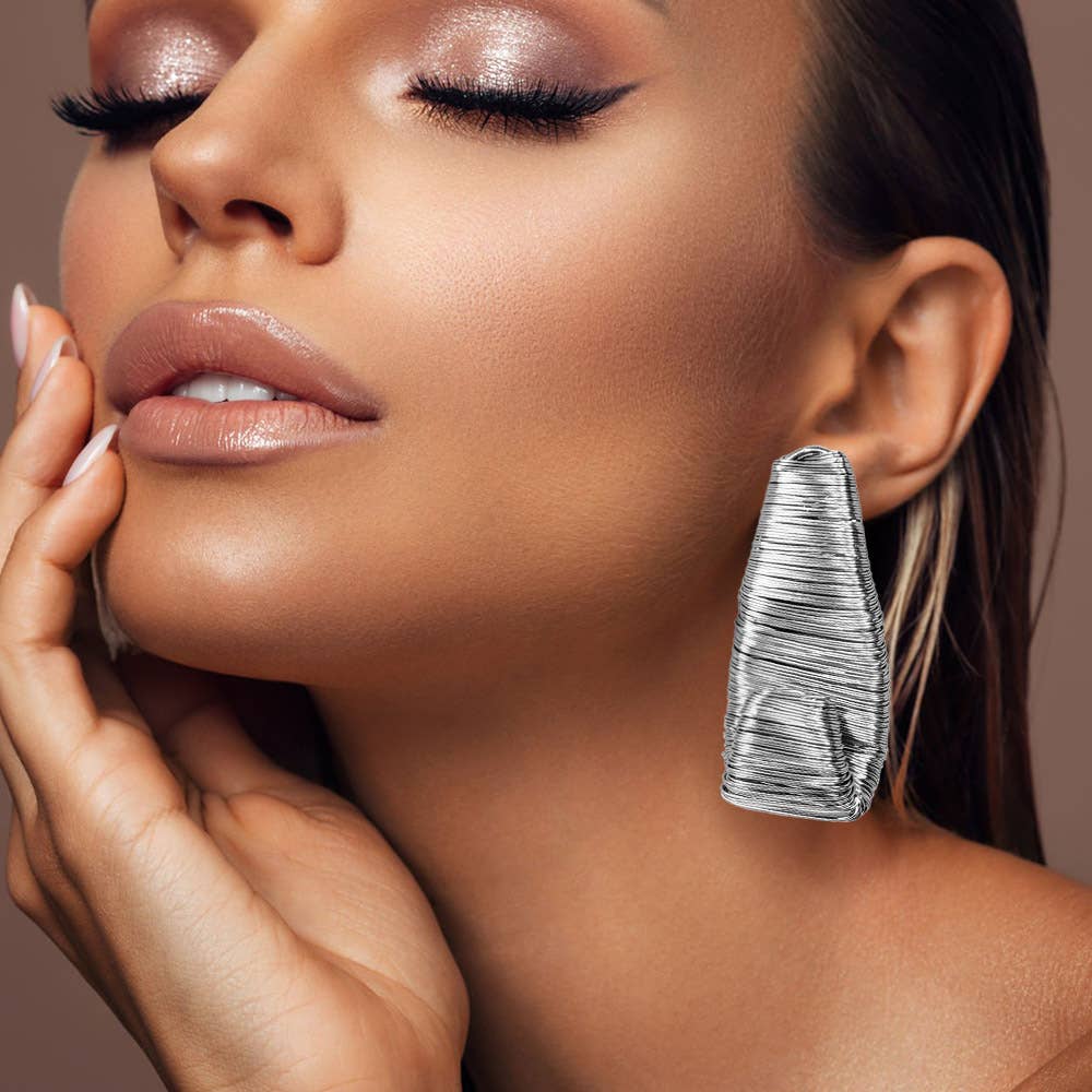 Bold Metal Wire Wrapped Sculptural Drop Statement Earrings