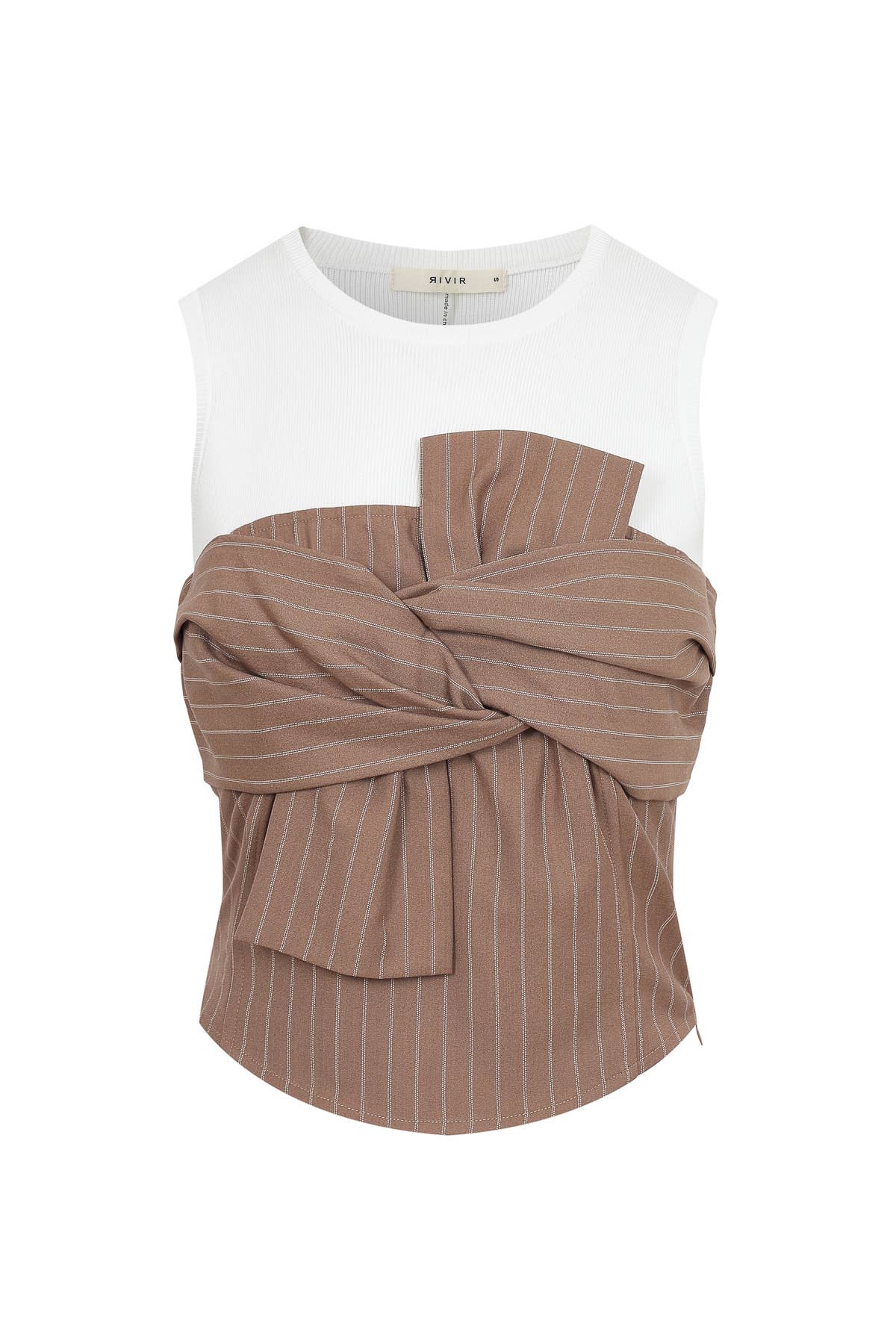 Knit Striped Bow Twofer Top