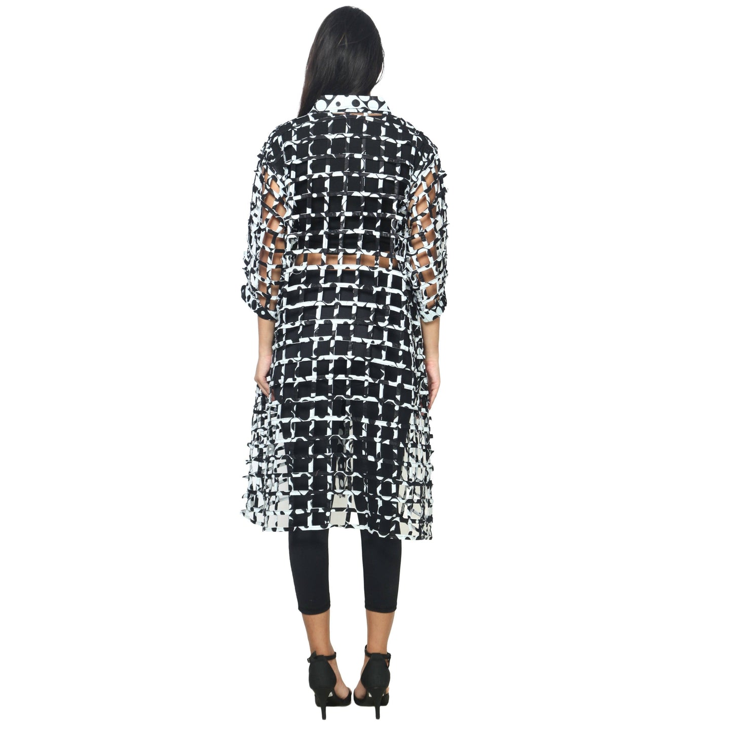 Women's Collared Cage Long Button Shirt -- FI-ST129