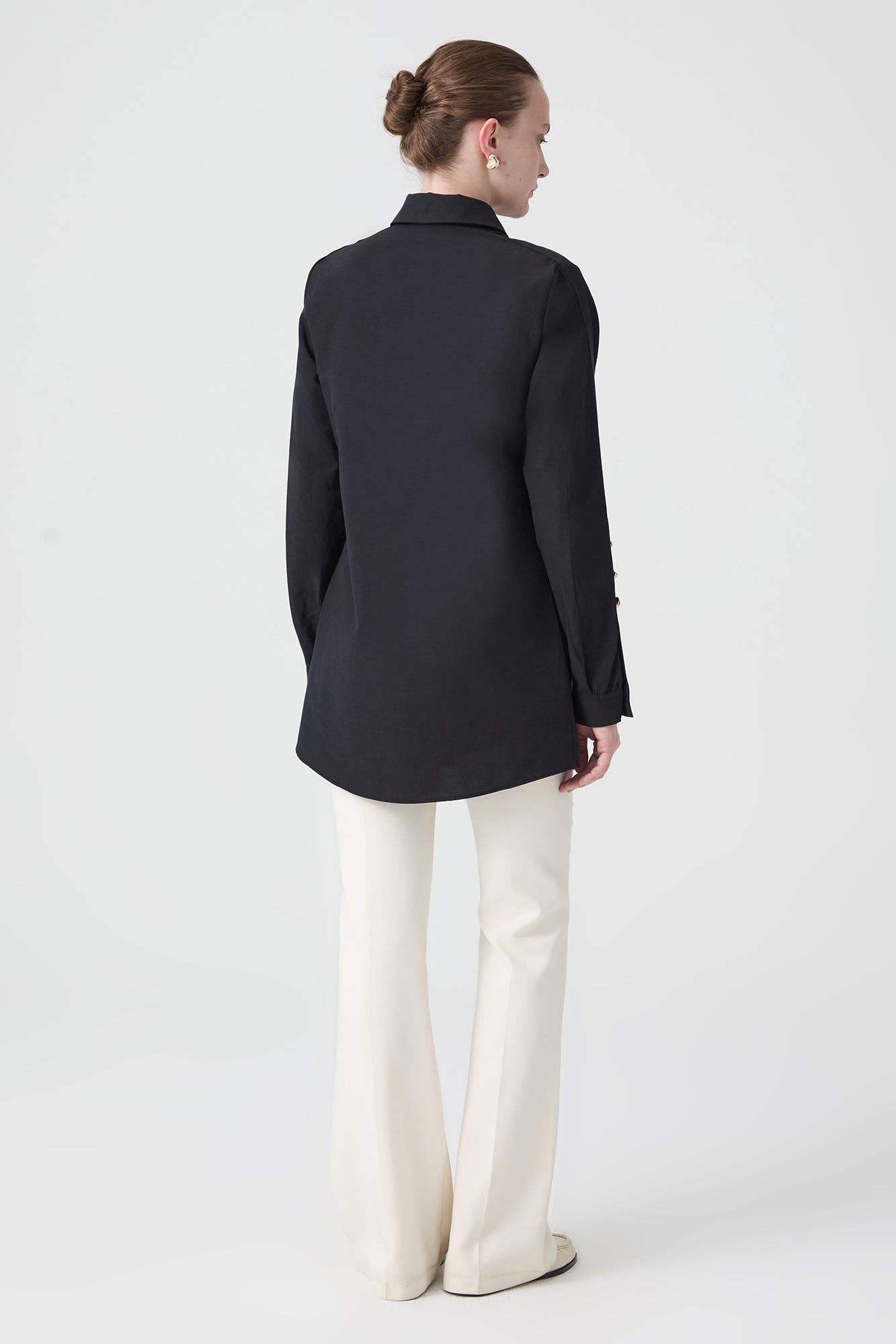 POPLIN SHIRT WITH METAL BUTTON SLEEVES