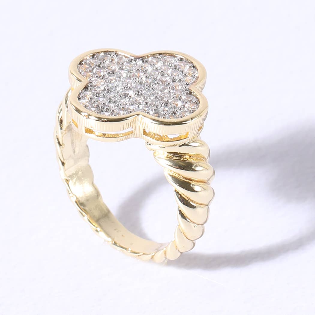 Clover Cable Band Cubic Zirconia Rings
