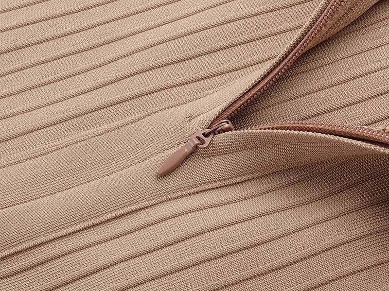 Elegant Stand Collar Long Sleeve Slim Fit Midi Dress