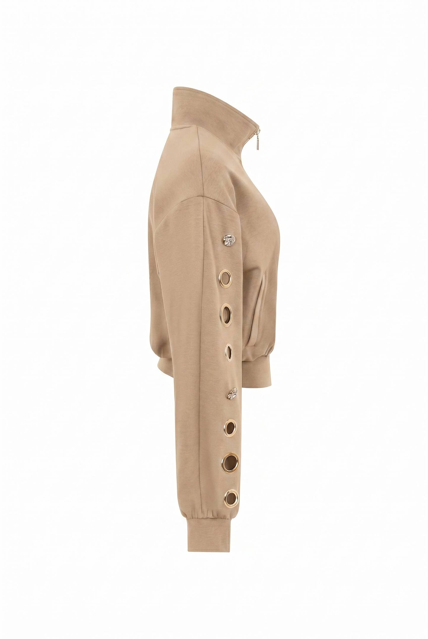 Grommet Detail Sweat Jacket
