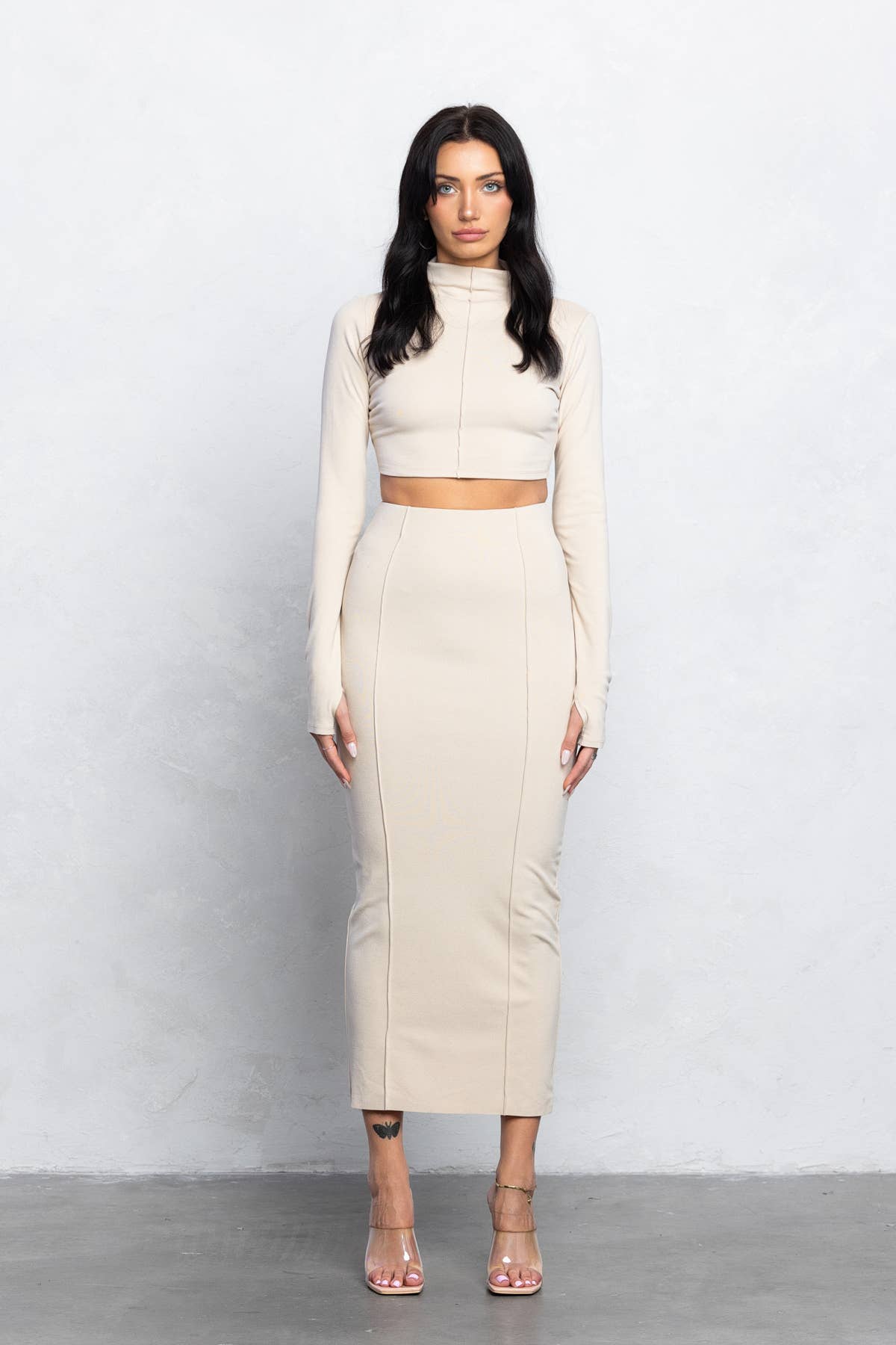 Ultra soft double side jersey top & maxi skirt set