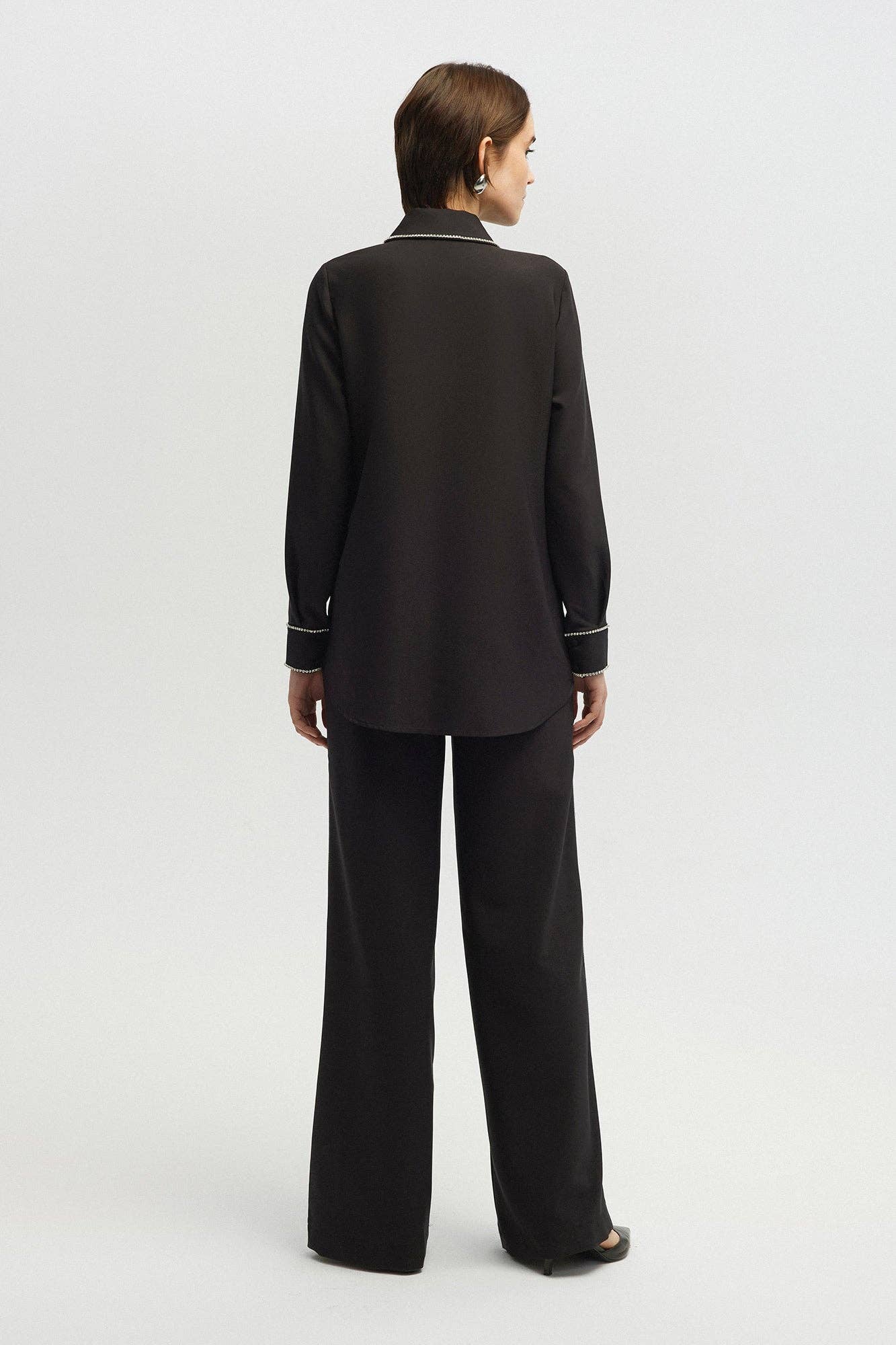 STONE EMBELLISHED CREPE SHIRT