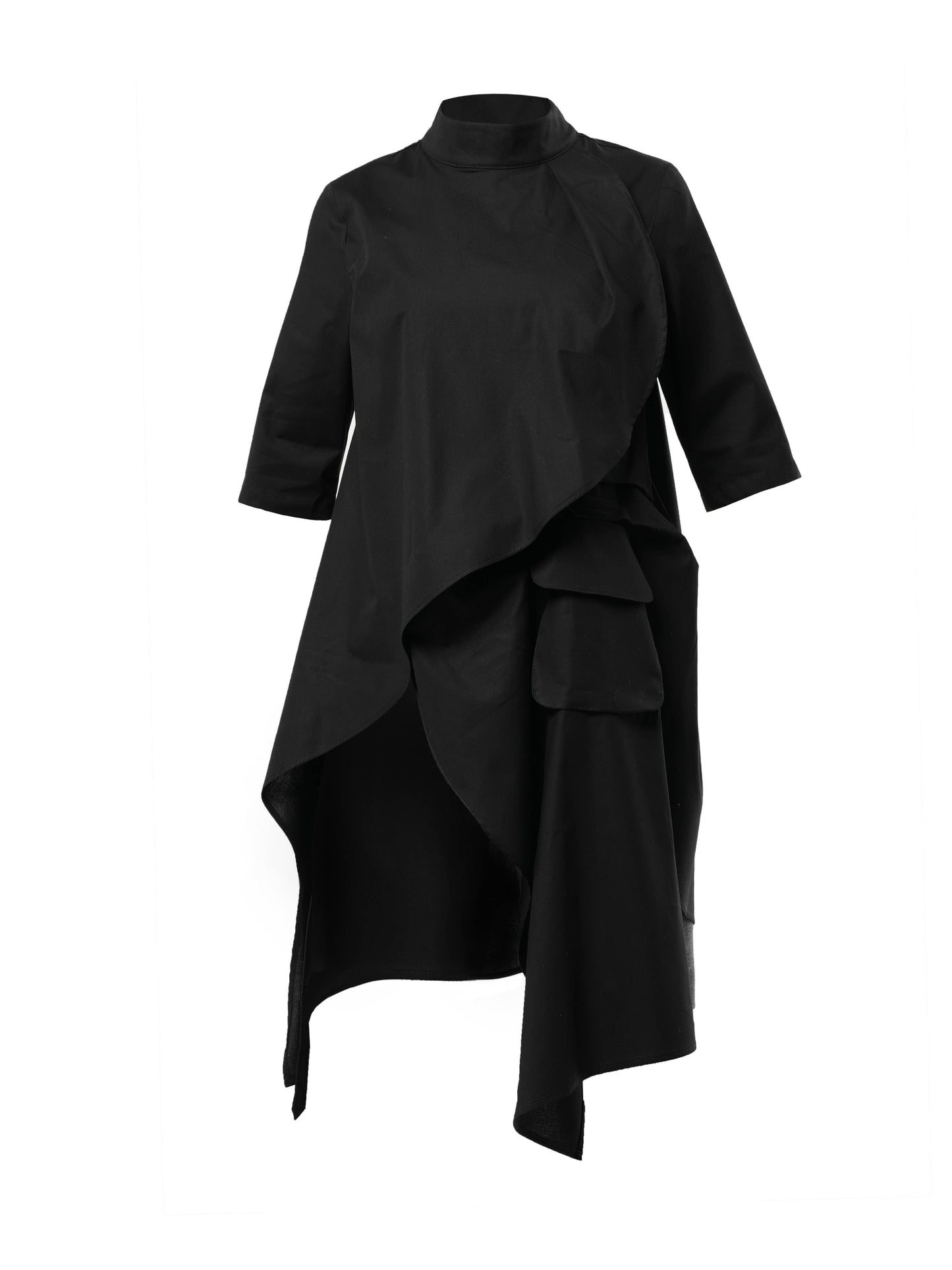 Asymmetric Tunic Shirt In Black