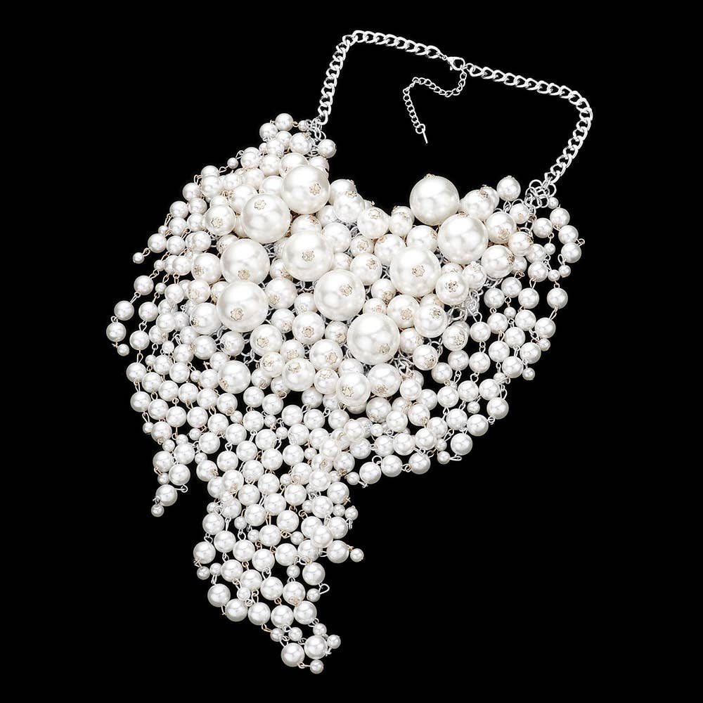 Pearl Cluster Statement Necklace