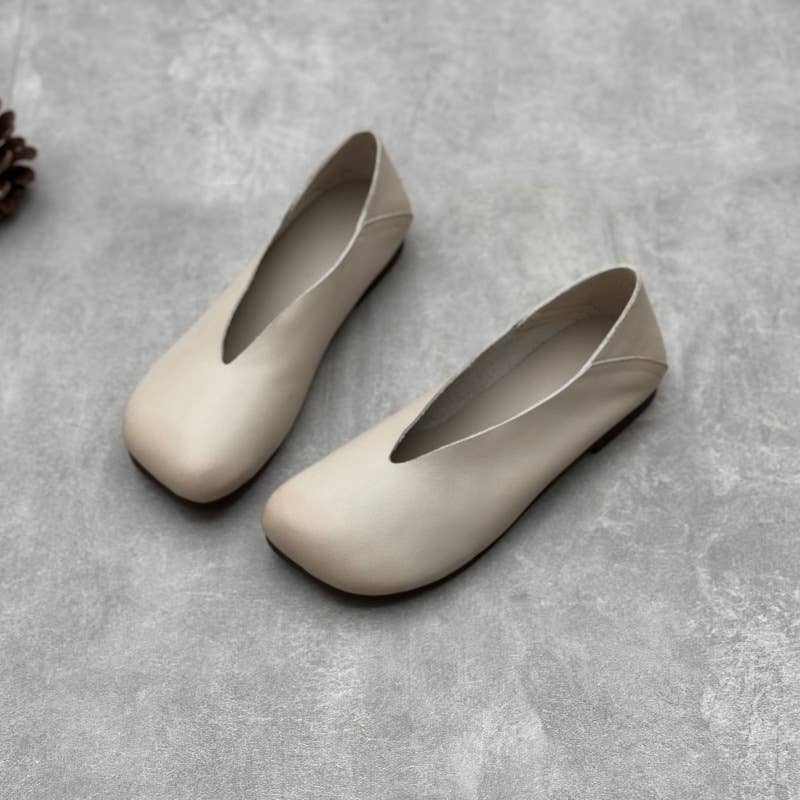 Women Summer Solid Soft Leather Low Heel Shoes