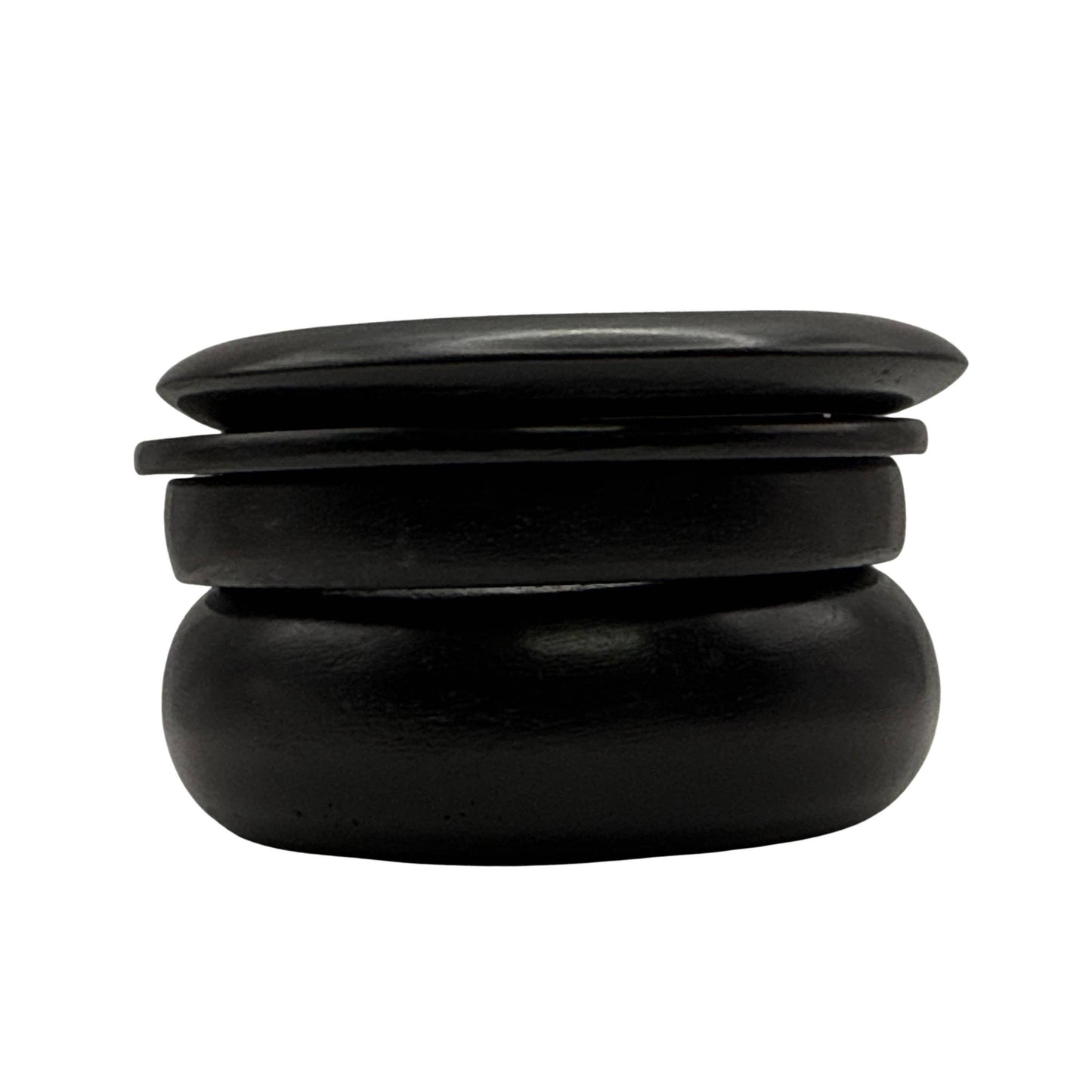 Black Stacked Wooden Bangle Set–Modern Bracelet