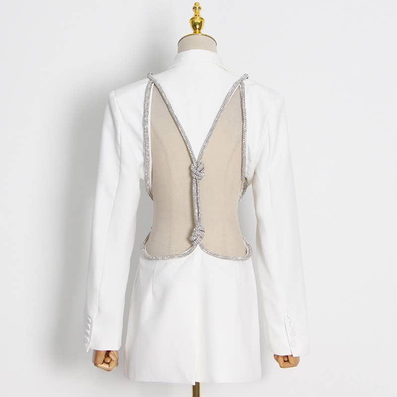 Backless Diamond Suit Jacket - Versatile & Sexy