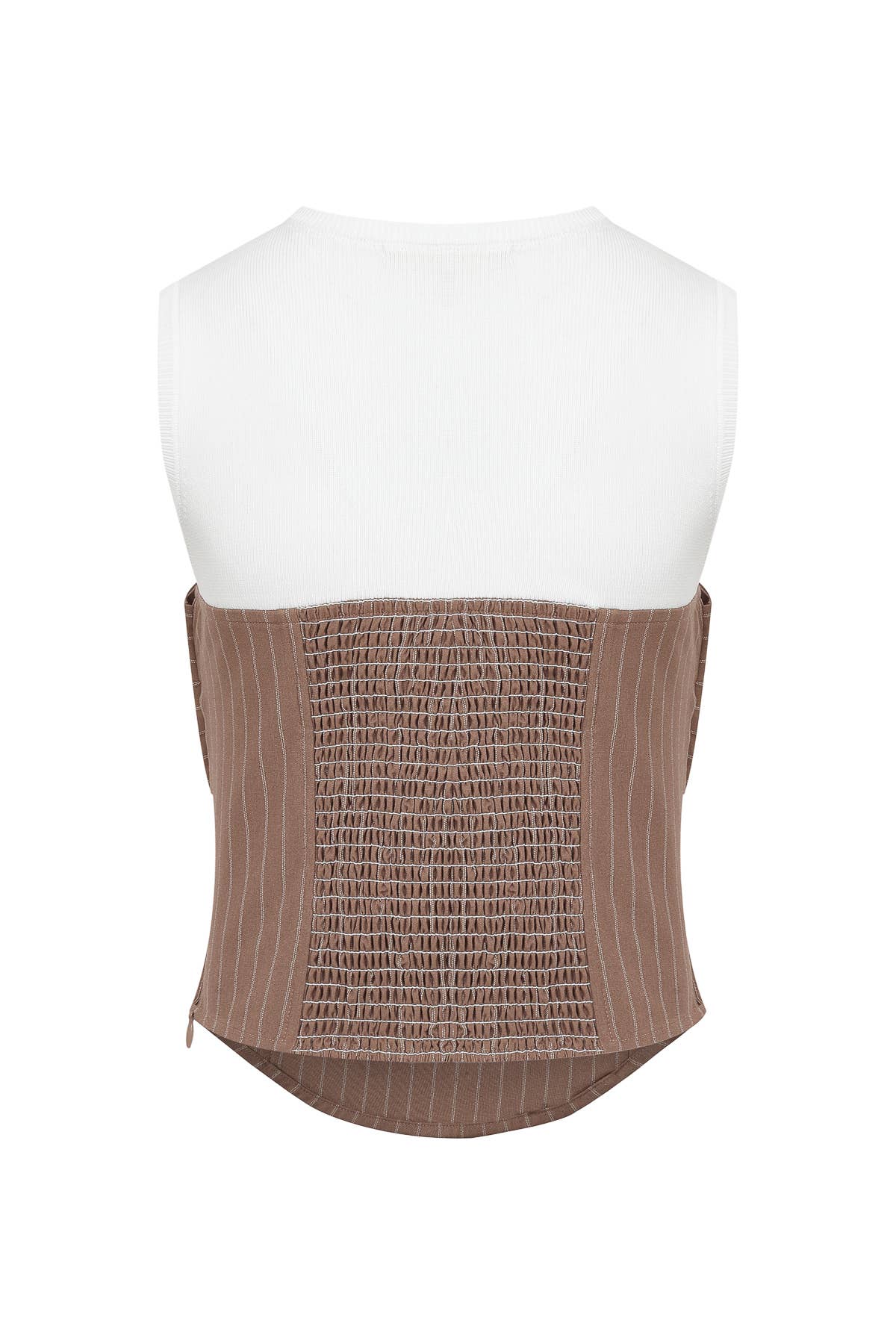 Knit Striped Bow Twofer Top